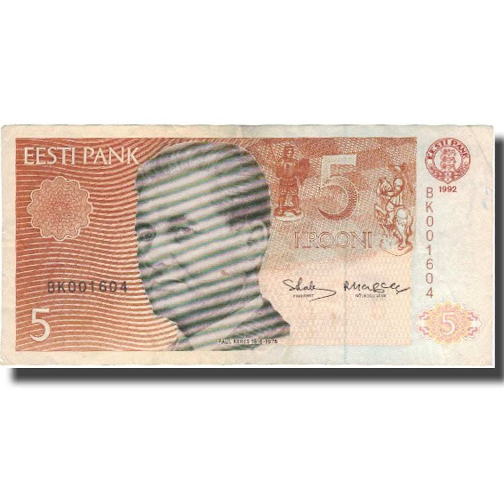 Billet, Estonia, 5 Krooni, 1992, 1992, KM:71b, TB+