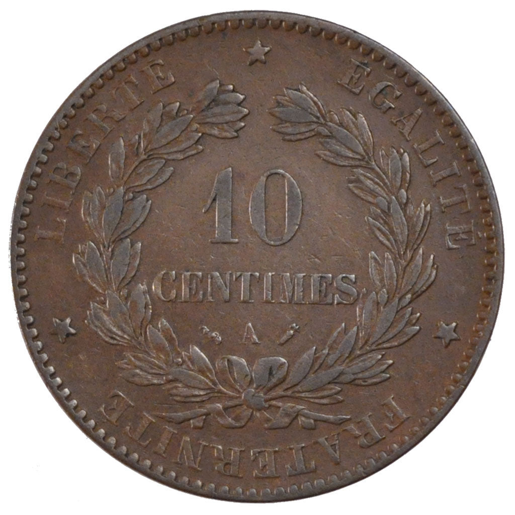 FRANCE, 10 Centimes, 1893, Paris, EF(40-45), Bronze, Gadoury #265a, 9.96