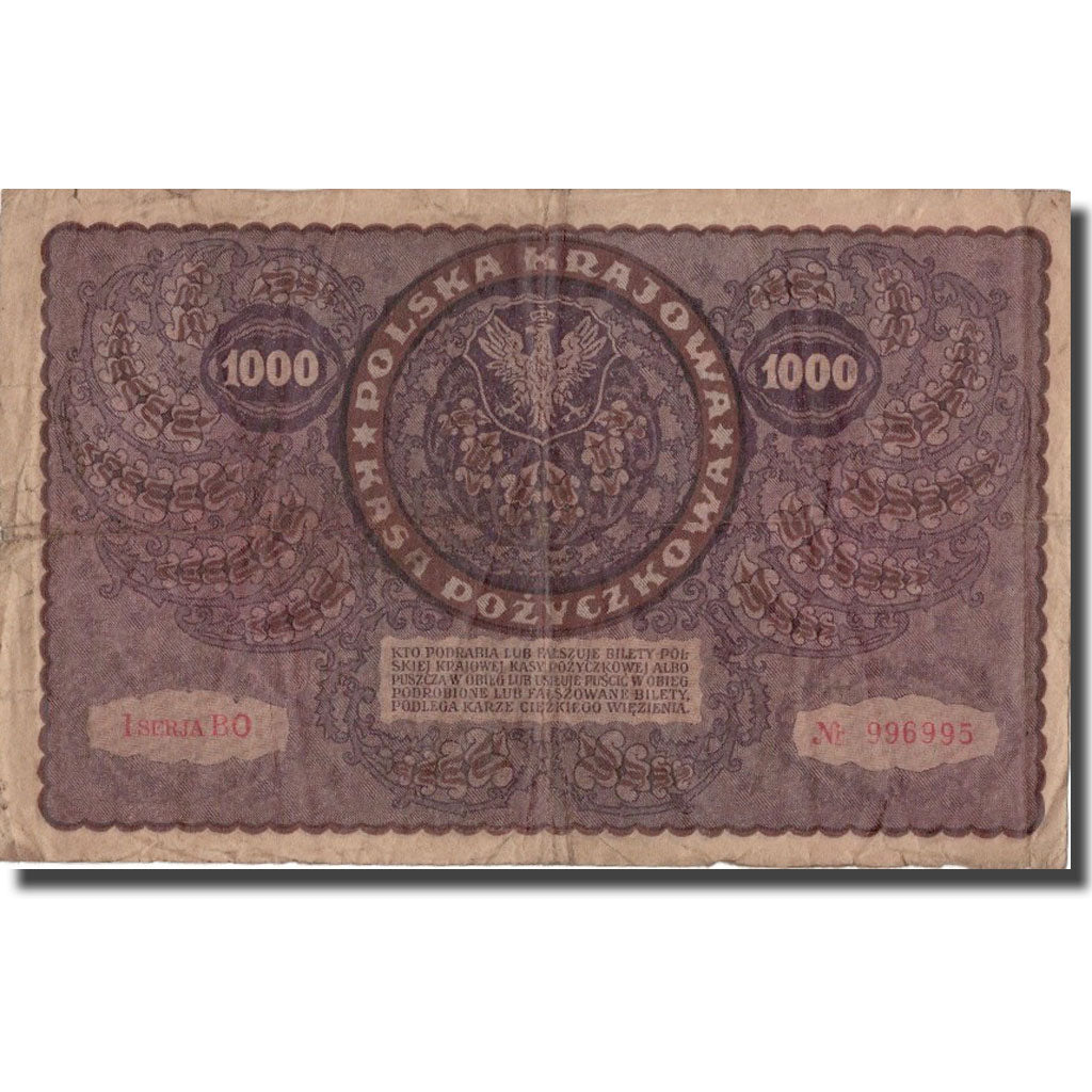 Banknote, Poland, 1000 Marek, 1919, 1919-08-23, KM:29, VF(20-25)