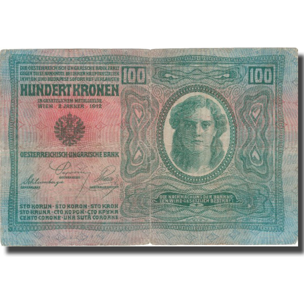 Banknote, Austria, 100 Kronen, 1912, 1922-01-02, KM:55a, VF(30-35)