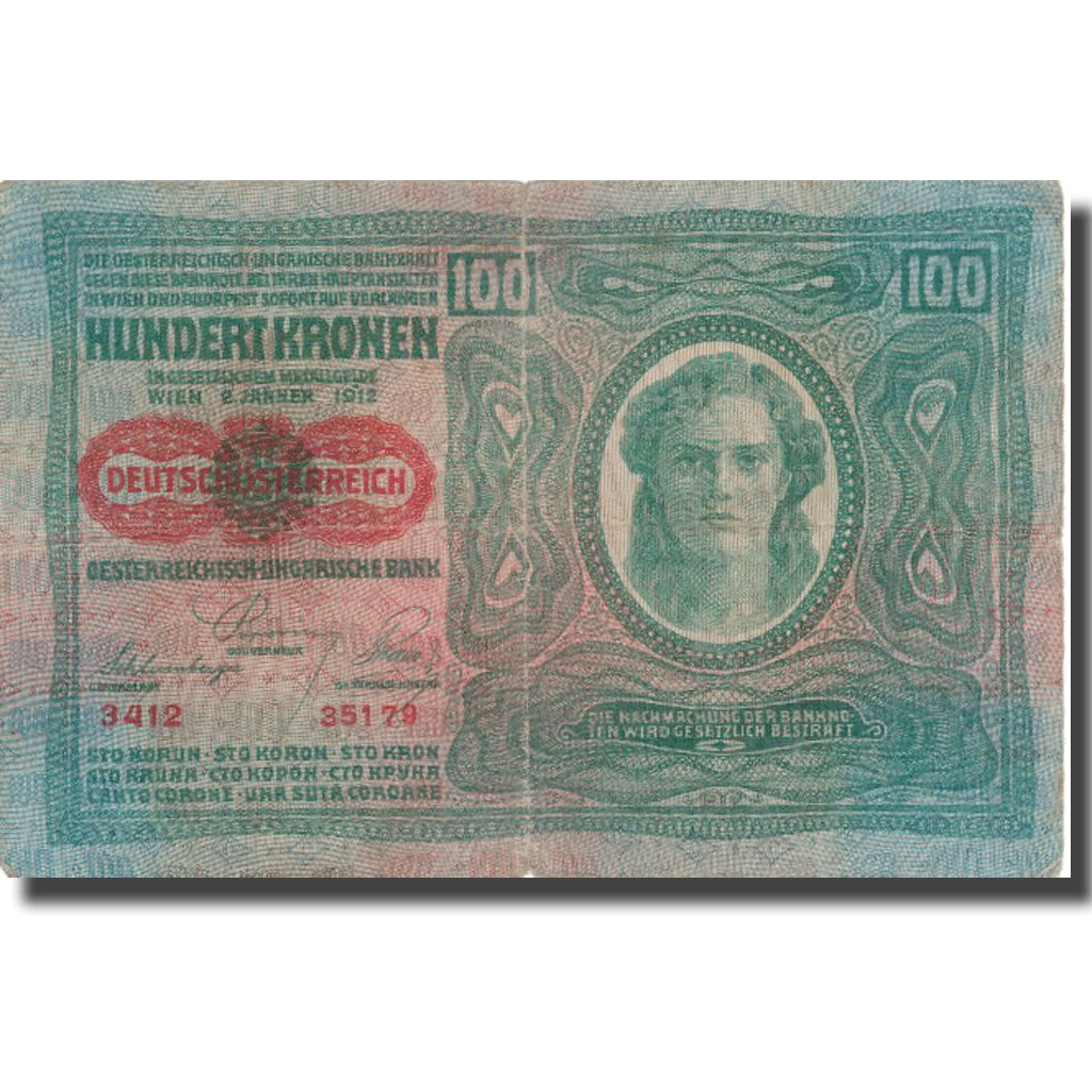 Banknote, Austria, 100 Kronen, 1912, 1922-01-02, KM:55a, VF(30-35)