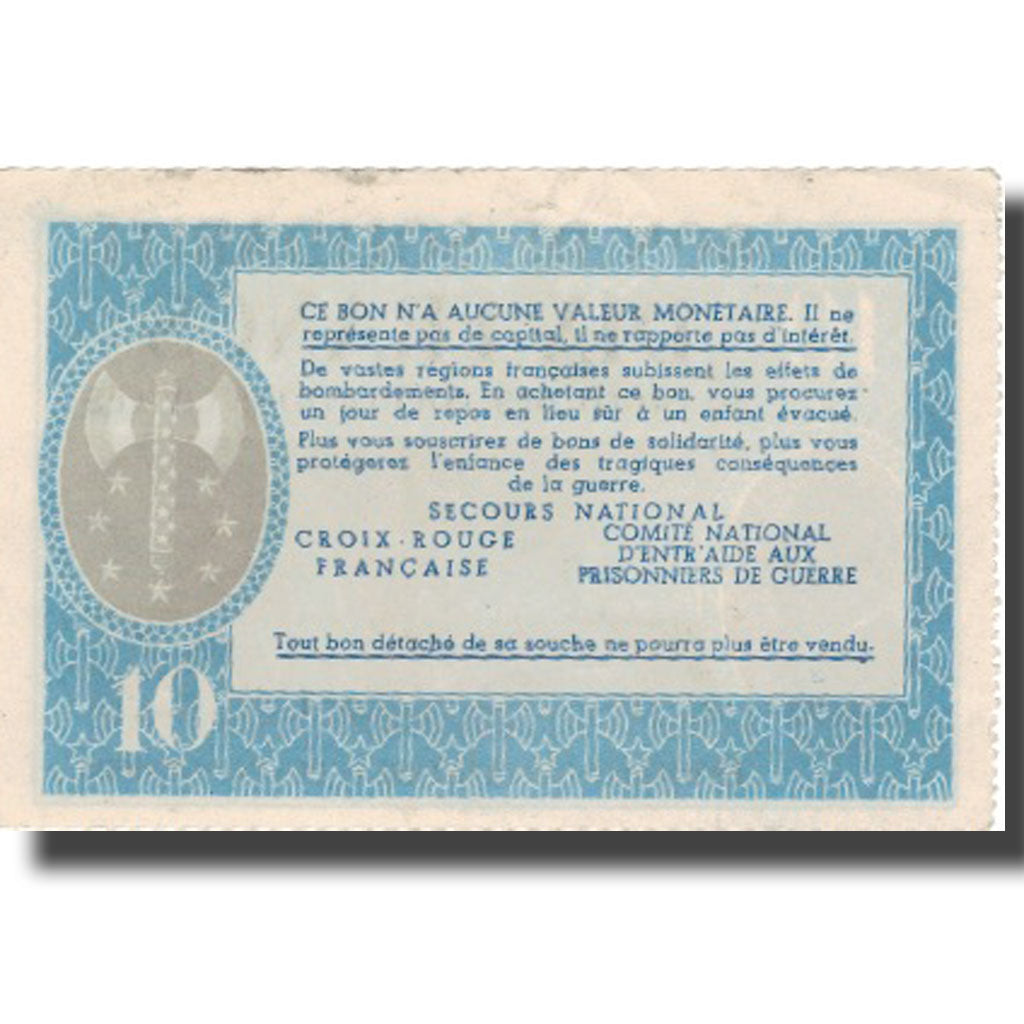 France, Bon de Solidarité, 10 Francs, 1941, AU(55-58)
