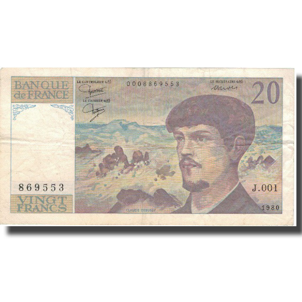 Frankrijk, 20 Francs, 20 F 1980-1997 ''Debussy'', 1980, 1980, TTB, Fayette:66.1