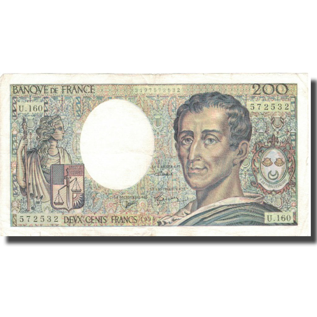 Francja, 200 Francs, 1994, 1994, EF(40-45), KM:155f
