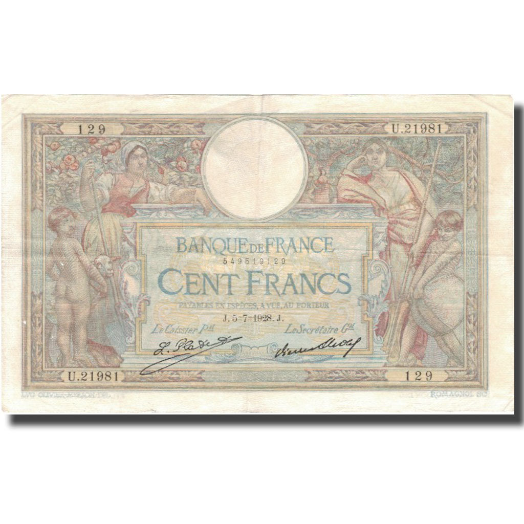 France, 100 Francs, 1928, 1928-07-05, TTB, KM:78b