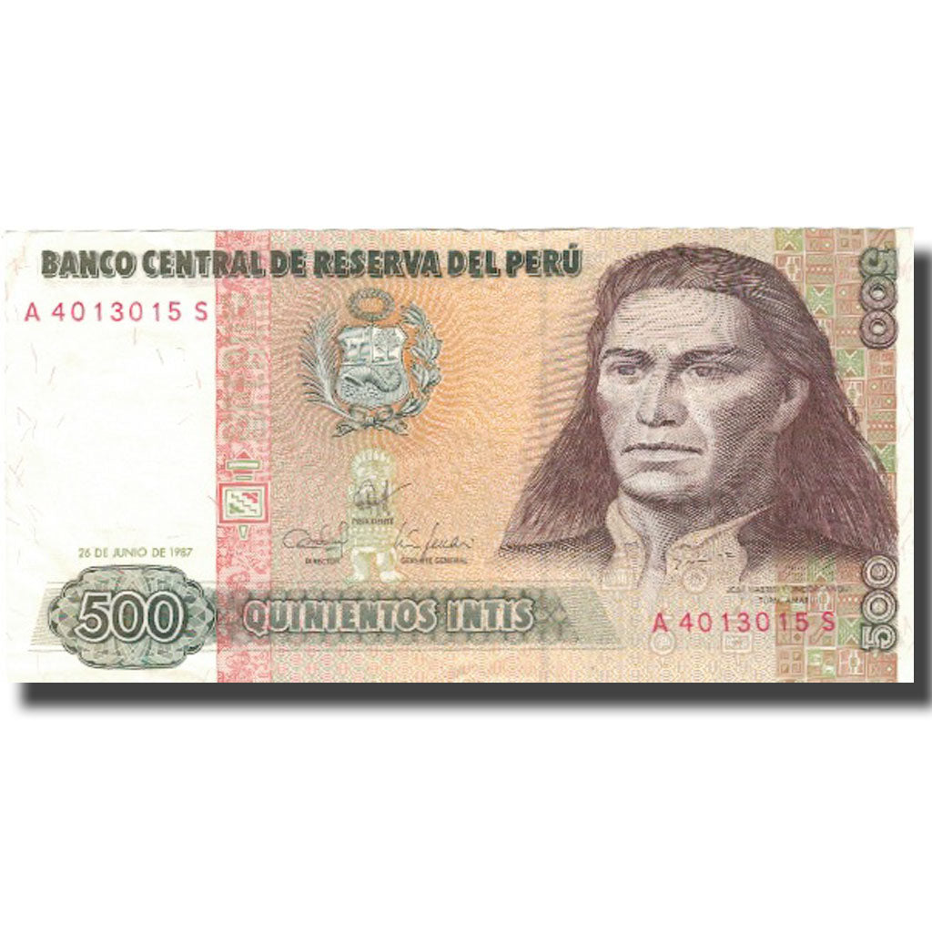 Banknote, Peru, 500 Intis, 1987, 1987-06-26, KM:134b, AU(50-53)