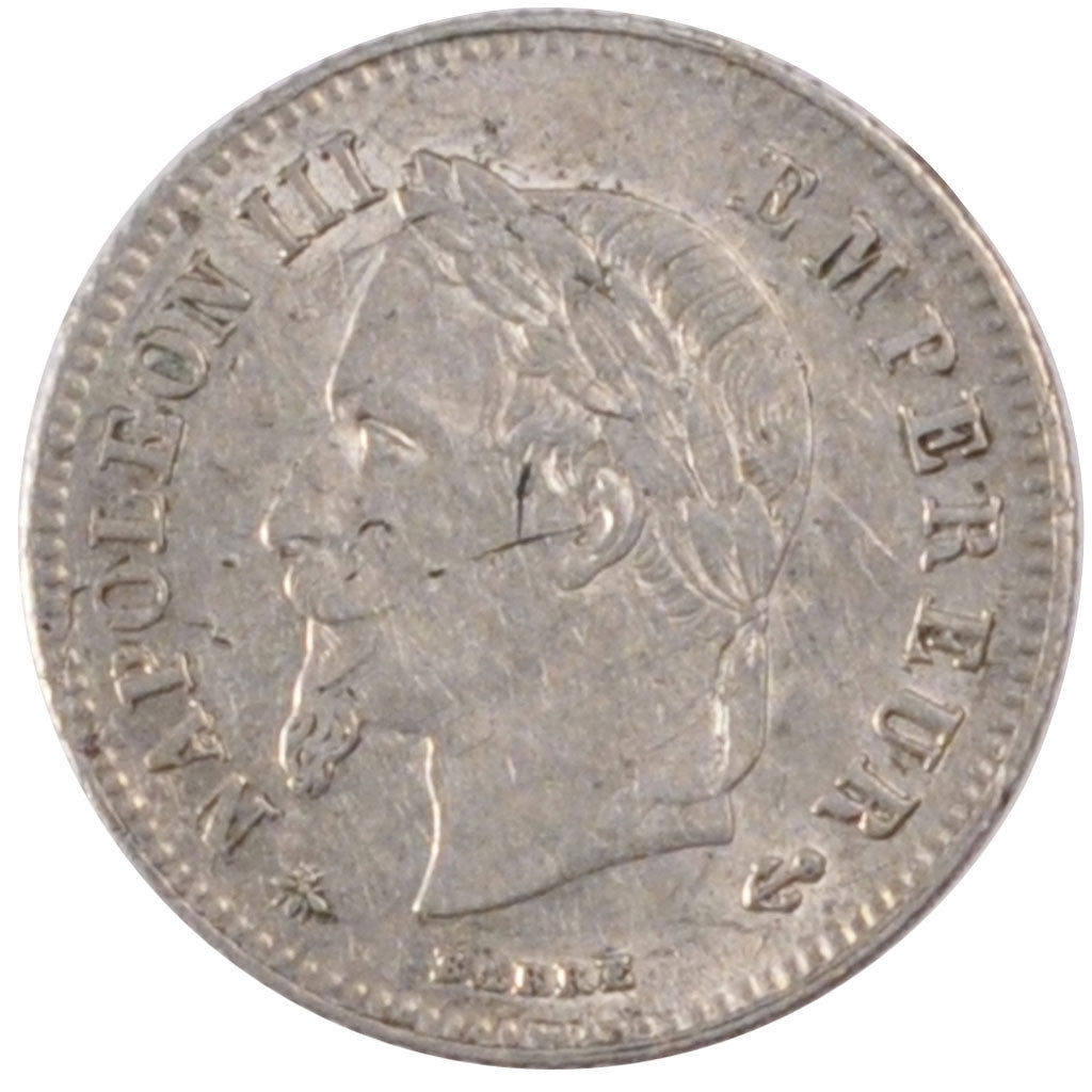 FRANCE, Napoléon III, 20 Centimes, 1866, Paris, KM #805.1, AU(50-53), Silver, G.