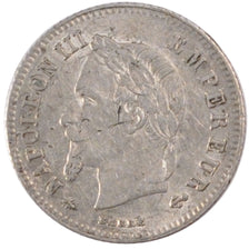 FRANCE, Napoléon III, 20 Centimes, 1866, Paris, KM #805.1, AU(50-53), Silver, G.
