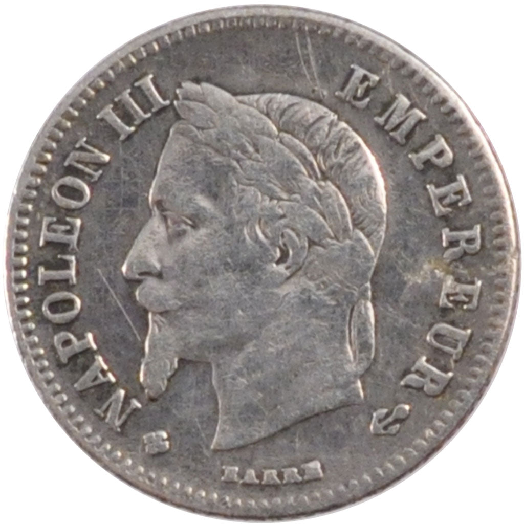 FRANCE, Napoléon III, 20 Centimes, 1866, Strasbourg, KM #805.2, VF(30-35), S...