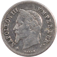 FRANCE, Napoléon III, 20 Centimes, 1866, Strasbourg, KM #805.2, VF(30-35), S...
