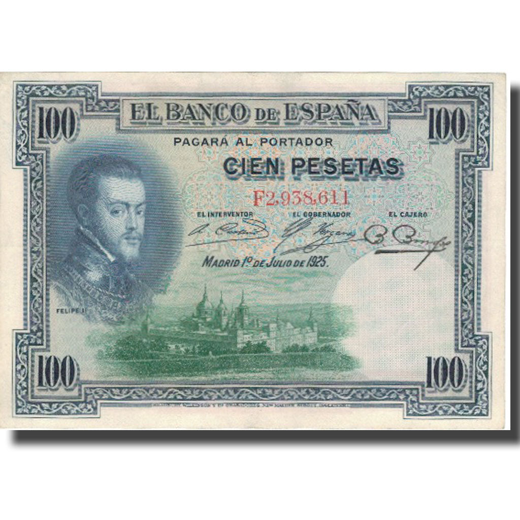 Banknote, Spain, 100 Pesetas, 1925, 1925-07-01, KM:69c, UNC(60-62)