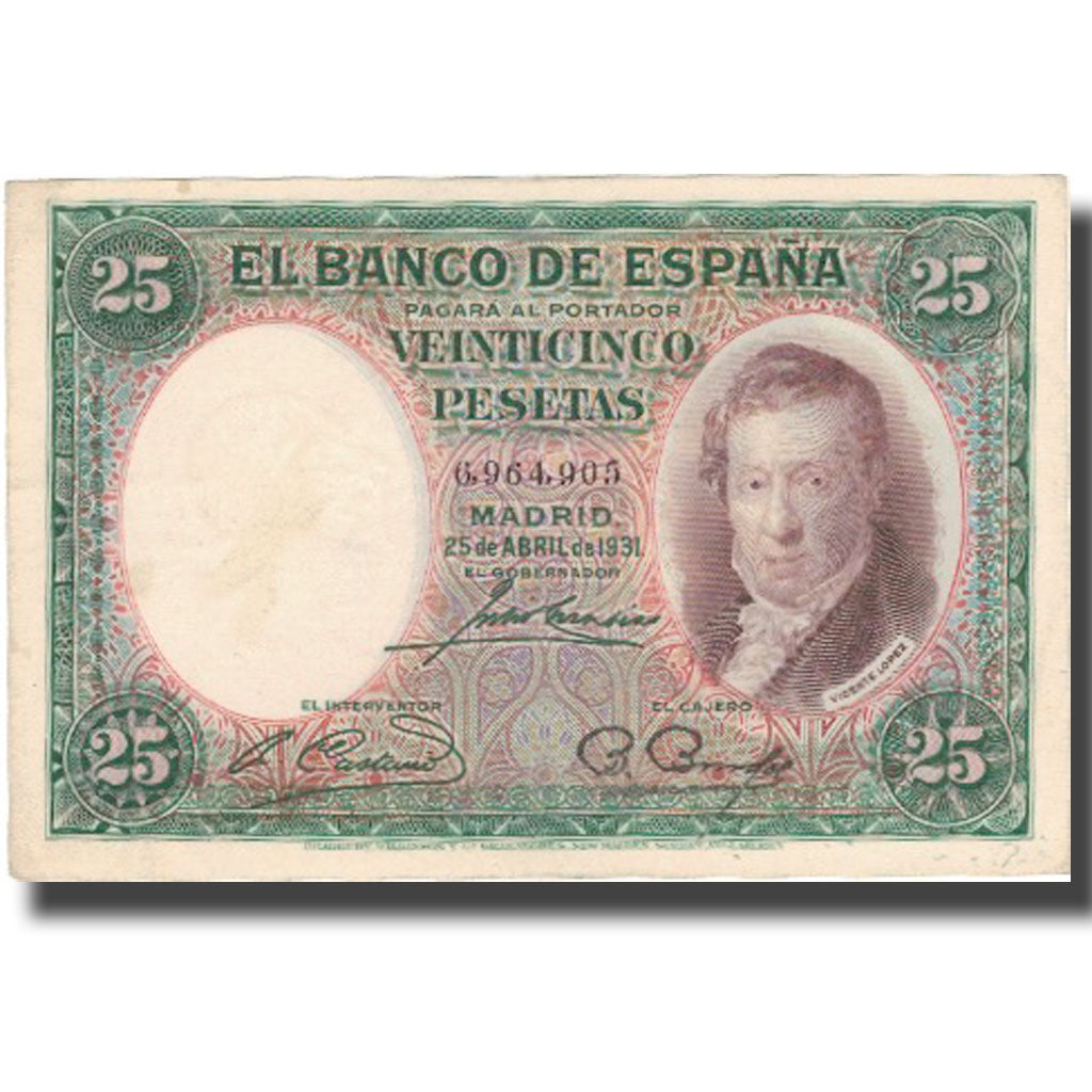 Banknote, Spain, 25 Pesetas, 1931, 1931-04-25, KM:81, VF(30-35)