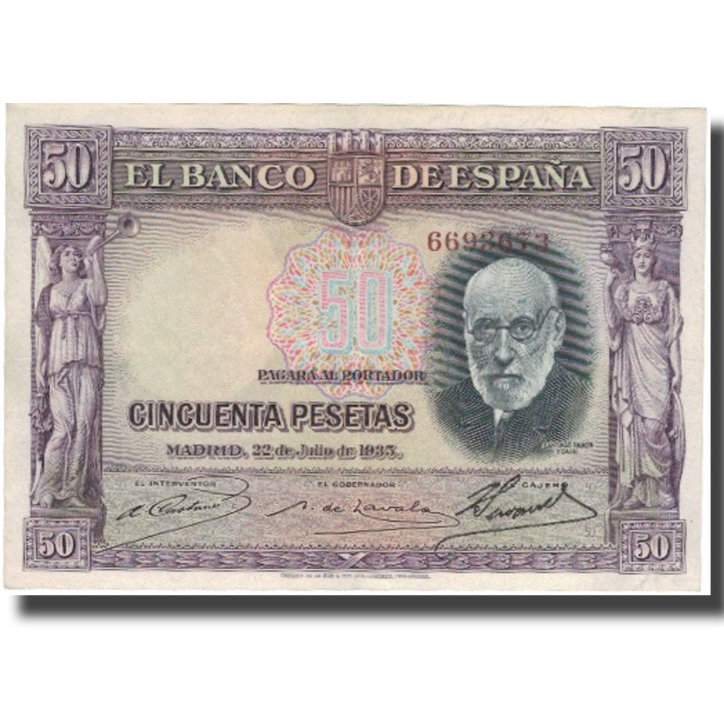 Geldschein, Spanien, 50 Pesetas, 1935, 1935-07-22, KM:88, VZ