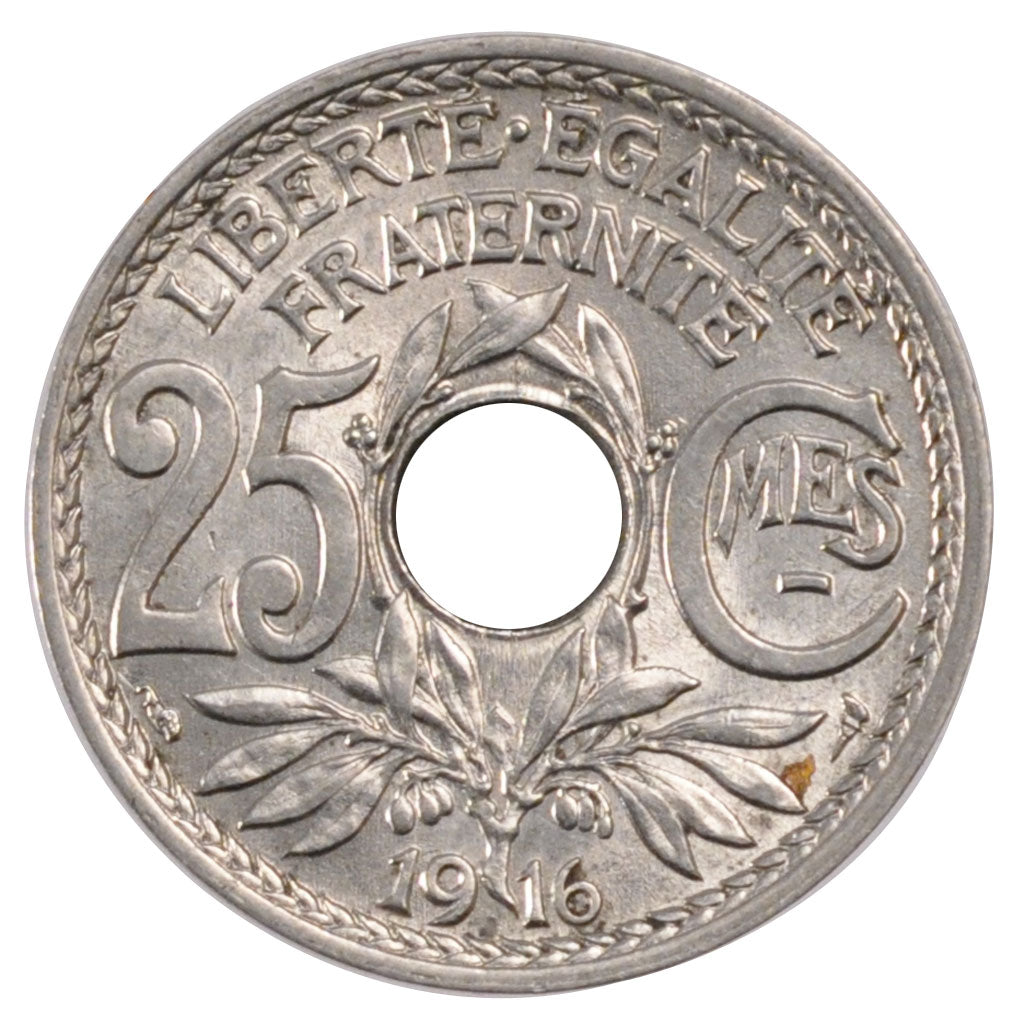 Munten, Frankrijk, Lindauer, 25 Centimes, 1916, PR, Nickel, Gadoury:379