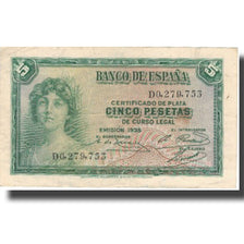 Banknote, Spain, 5 Pesetas, 1935, 1935, KM:85a, EF(40-45)
