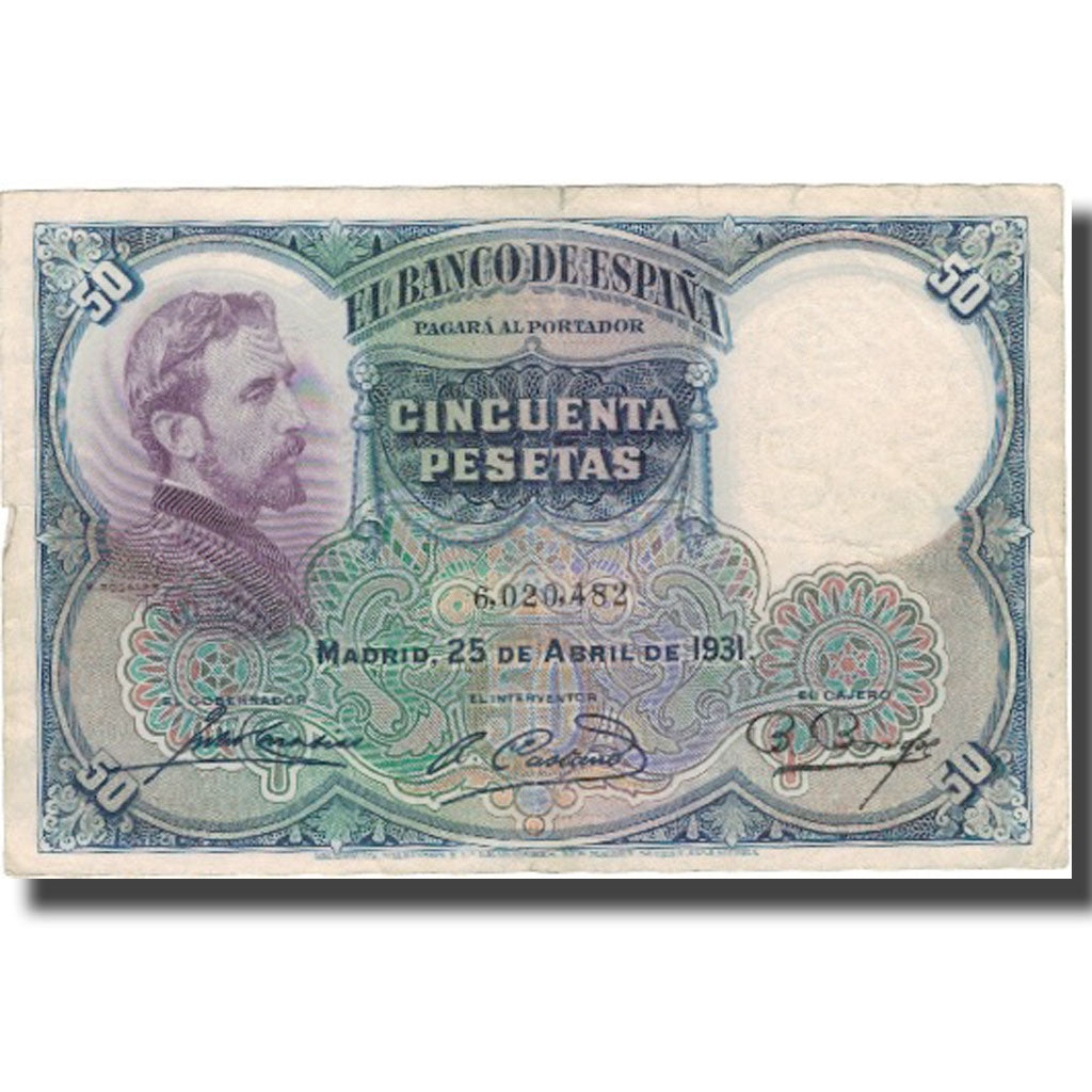 Banknote, Spain, 50 Pesetas, 1931, 1931-04-25, KM:82, EF(40-45)