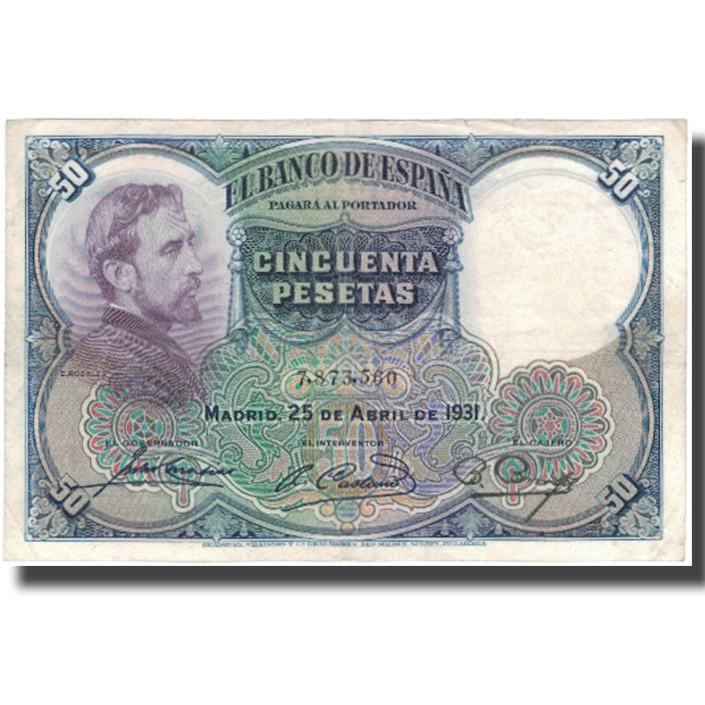 Banknote, Spain, 50 Pesetas, 1931, 1931-04-25, KM:82, EF(40-45)