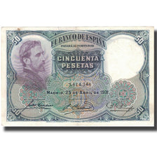 Banknote, Spain, 50 Pesetas, 1931, 1931-04-25, KM:82, EF(40-45)