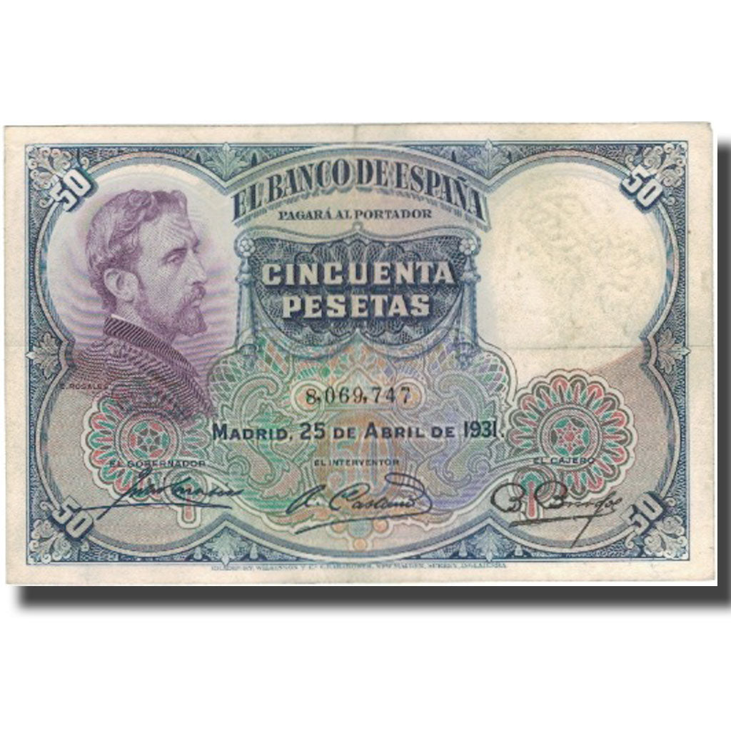 Banknote, Spain, 50 Pesetas, 1931, 1931-04-25, KM:82, EF(40-45)