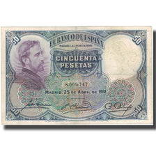Banknote, Spain, 50 Pesetas, 1931, 1931-04-25, KM:82, EF(40-45)