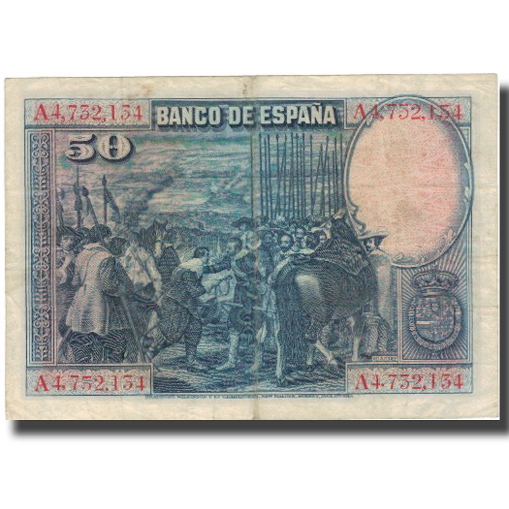 Banknot, Hiszpania, 50 Pesetas, 1928, 1928-08-15, KM:75a, EF(40-45)