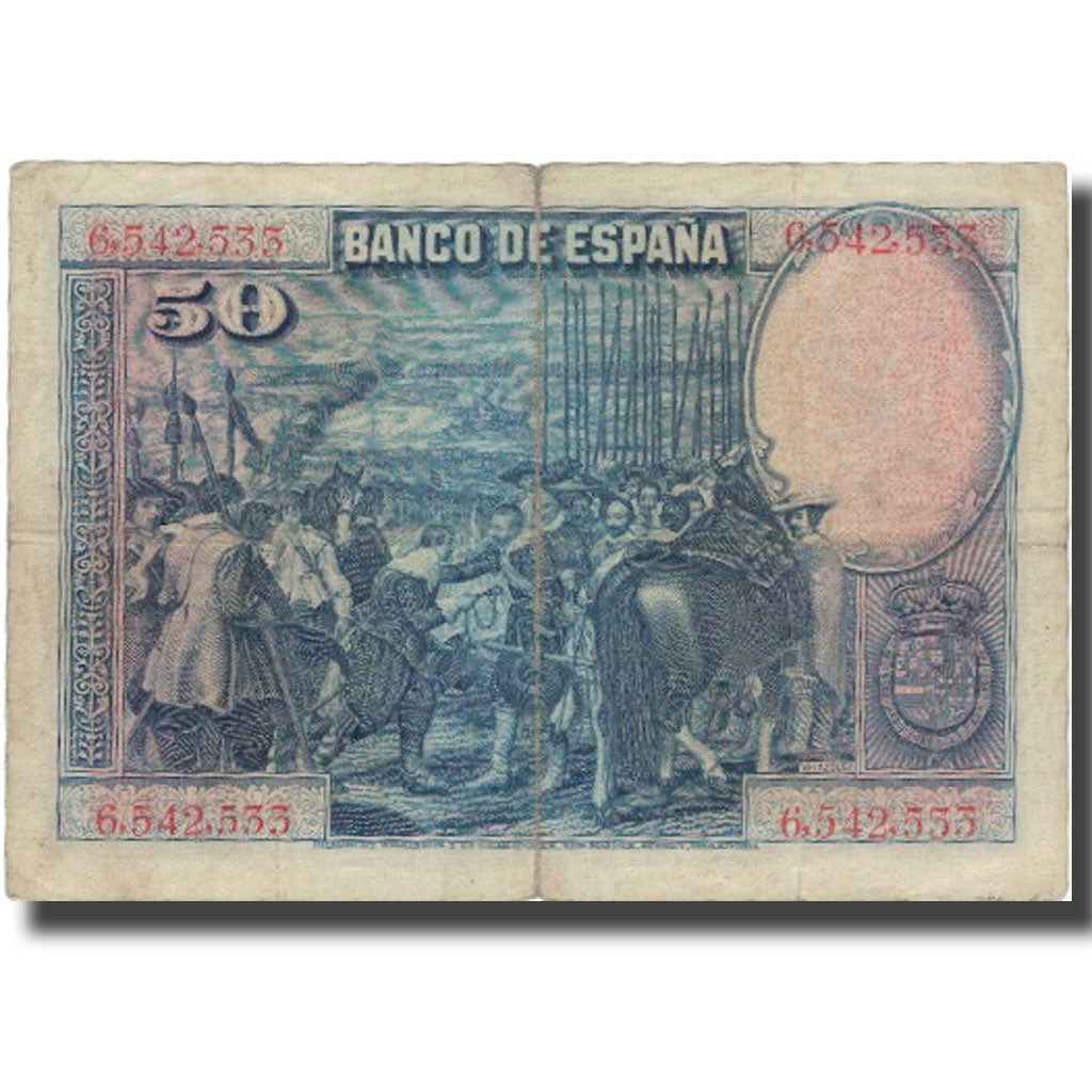 Banknote, Spain, 50 Pesetas, 1928, 1928-08-15, KM:75a, VF(20-25)