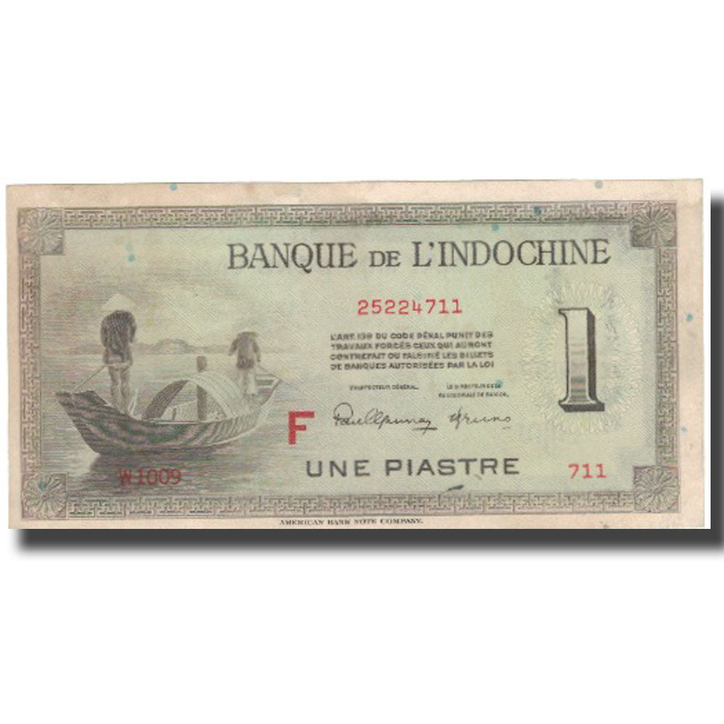 Banknote, FRENCH INDO-CHINA, 1 Piastre, undated (1945), KM:76c, VF(30-35)