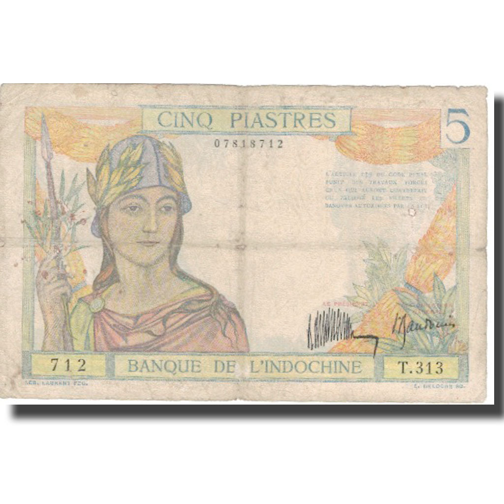 Banknote, FRENCH INDO-CHINA, 5 Piastres, Undated (1932-39), KM:55a, VF(20-25)