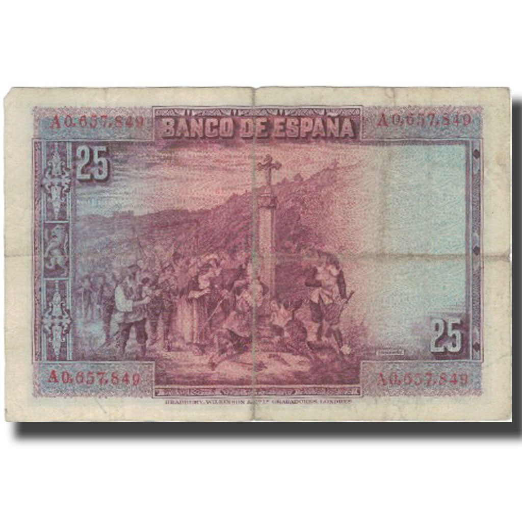 Banconote, Spagna, 25 Pesetas, 1928, 1928-08-15, KM:74a, MB