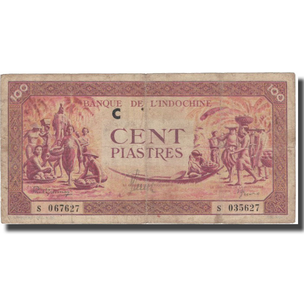 Banknote, FRENCH INDO-CHINA, 100 Piastres, Undated (1942-45), KM:66, VF(20-25)