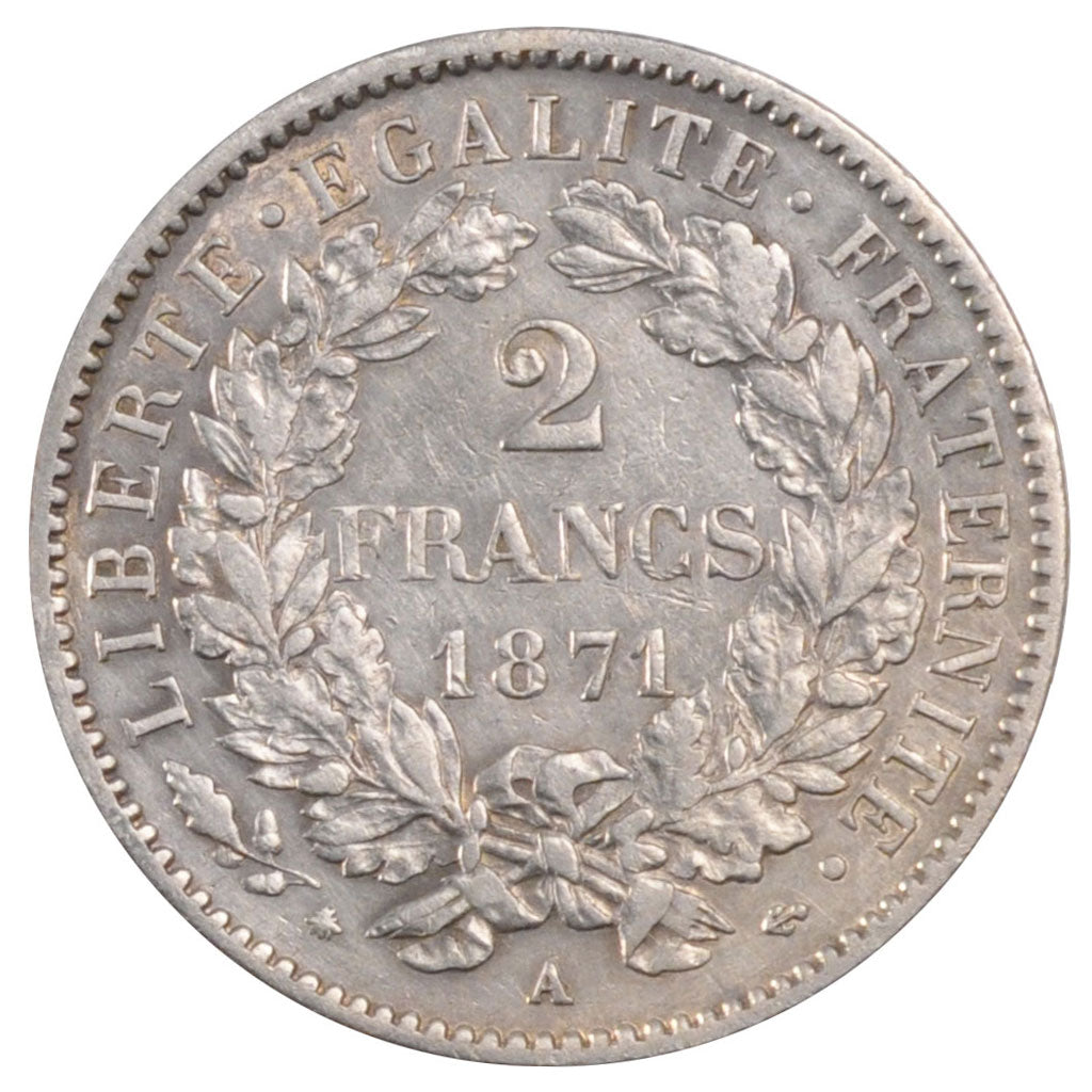 Coin, France, Cérès, 2 Francs, 1871, Paris, EF(40-45), Silver, Gadoury:530