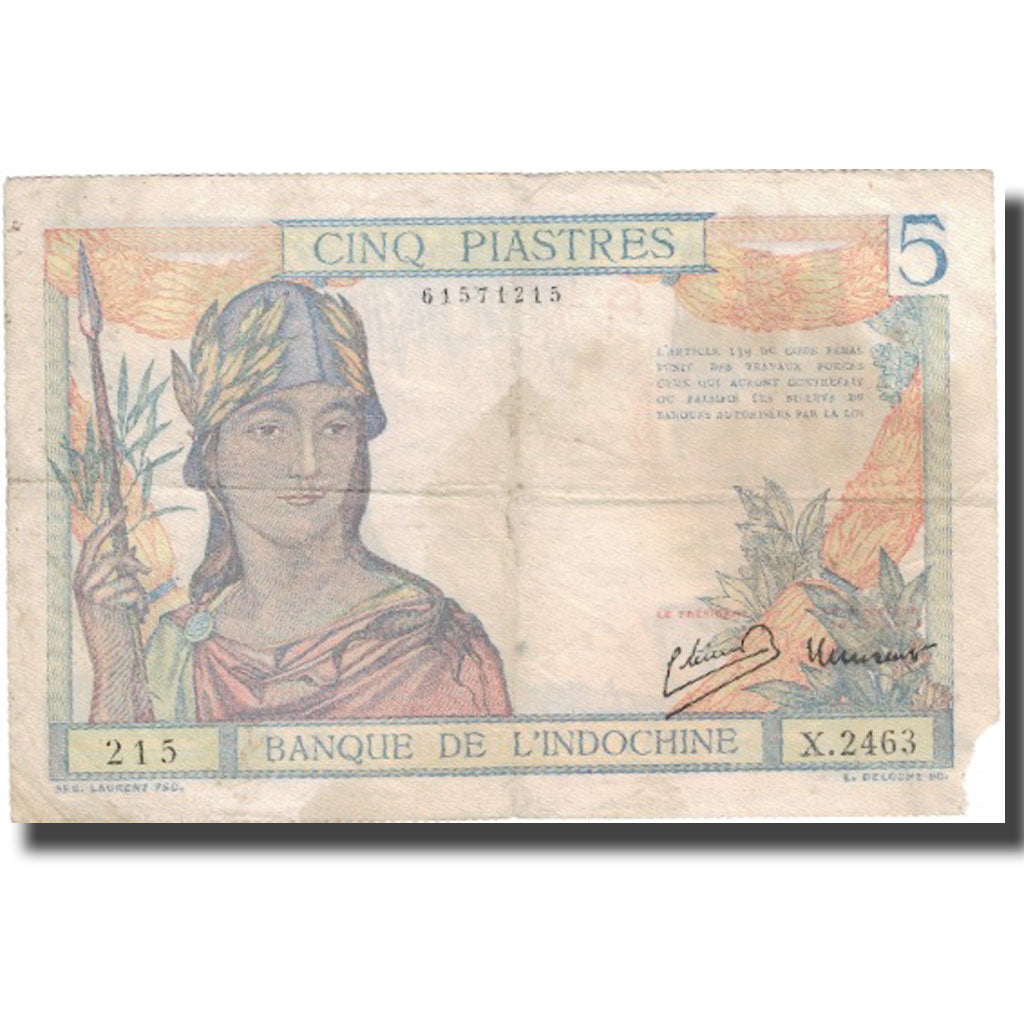 Geldschein, FRENCH INDO-CHINA, 5 Piastres, Undated (1949), KM:55d, SS
