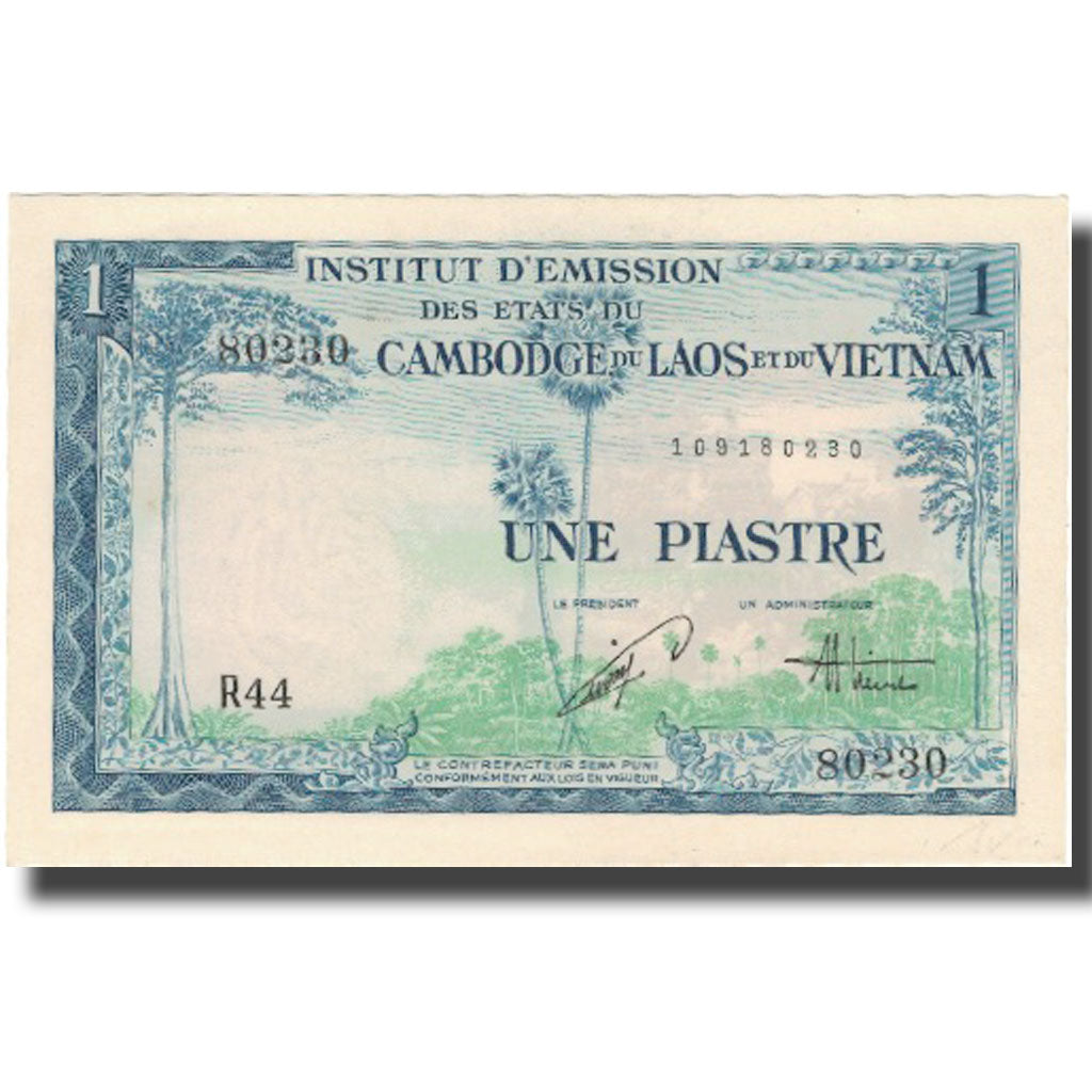 Billet, FRENCH INDO-CHINA, 1 Piastre = 1 Dong, Undated (1954), KM:105, SUP