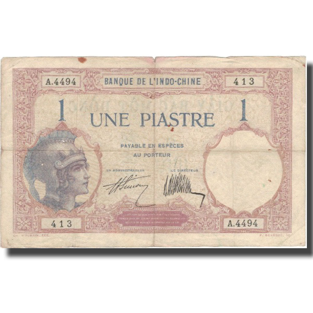 Banknote, FRENCH INDO-CHINA, 1 Piastre, undated (1921-31), KM:48b, VF(20-25)