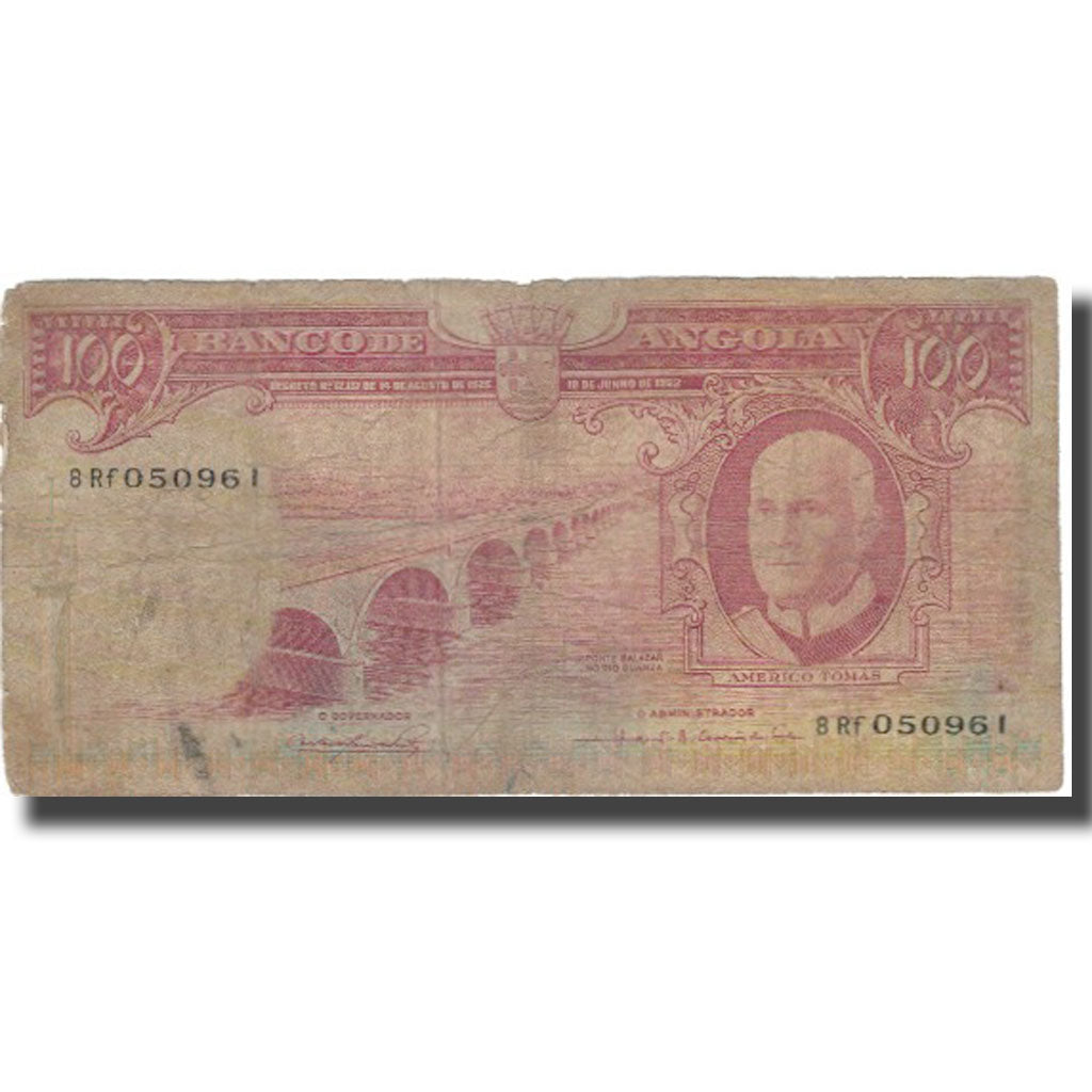 Billet, Angola, 100 Escudos, 1962, 1962-06-10, KM:94, B+