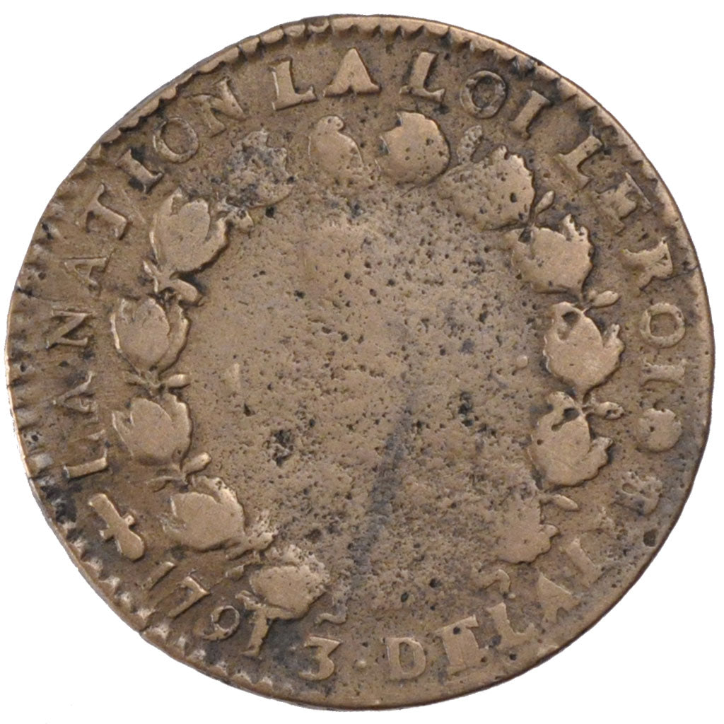 FRANCE, 12 deniers françois, 12 Deniers, 1791, Perpignan, KM #600.13, VG(8-10), 
