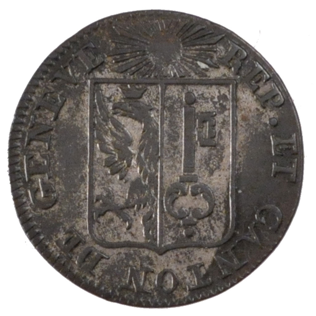 SWISS CANTONS, Sol, 1833, Genève, KM #120, EF(40-45), Billon, 1.00