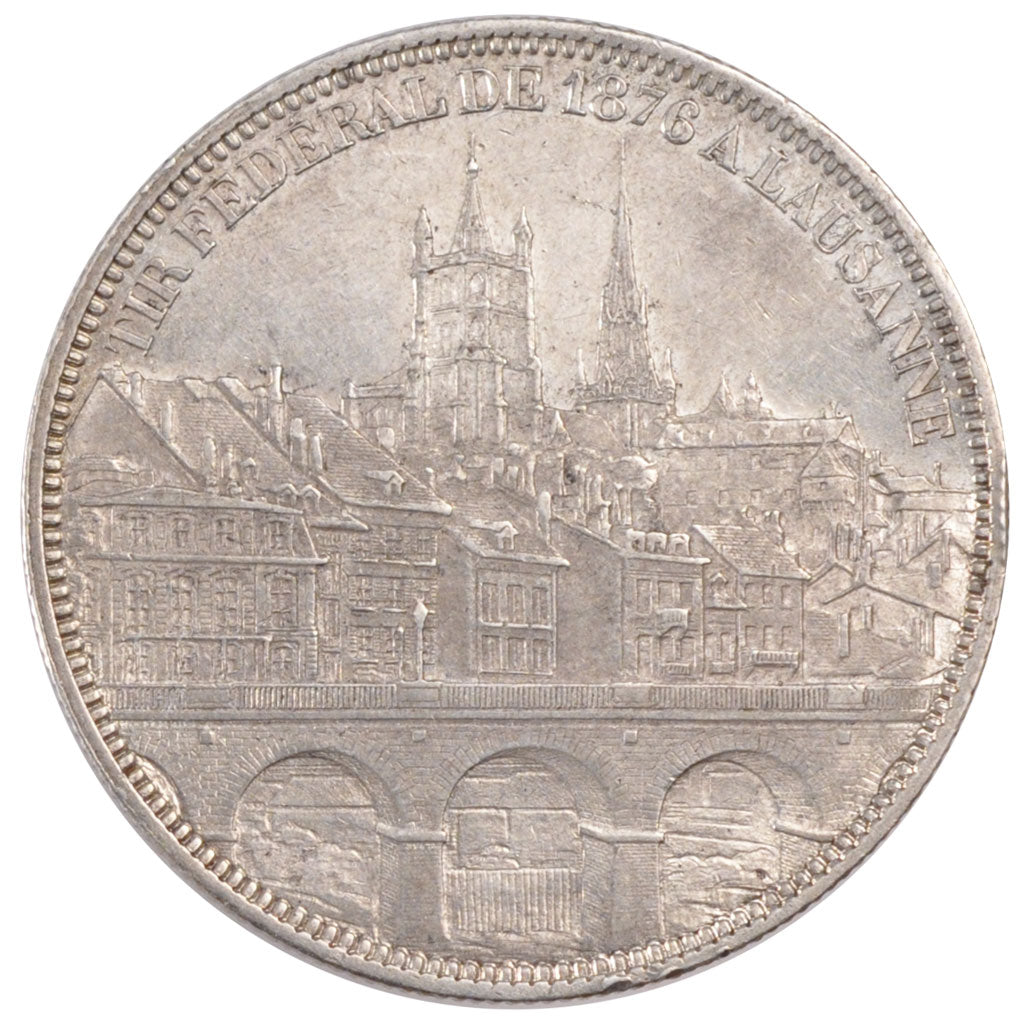 Switzerland, 5 Francs, 1876, KM #XS13, AU(55-58), Silver, 25.00