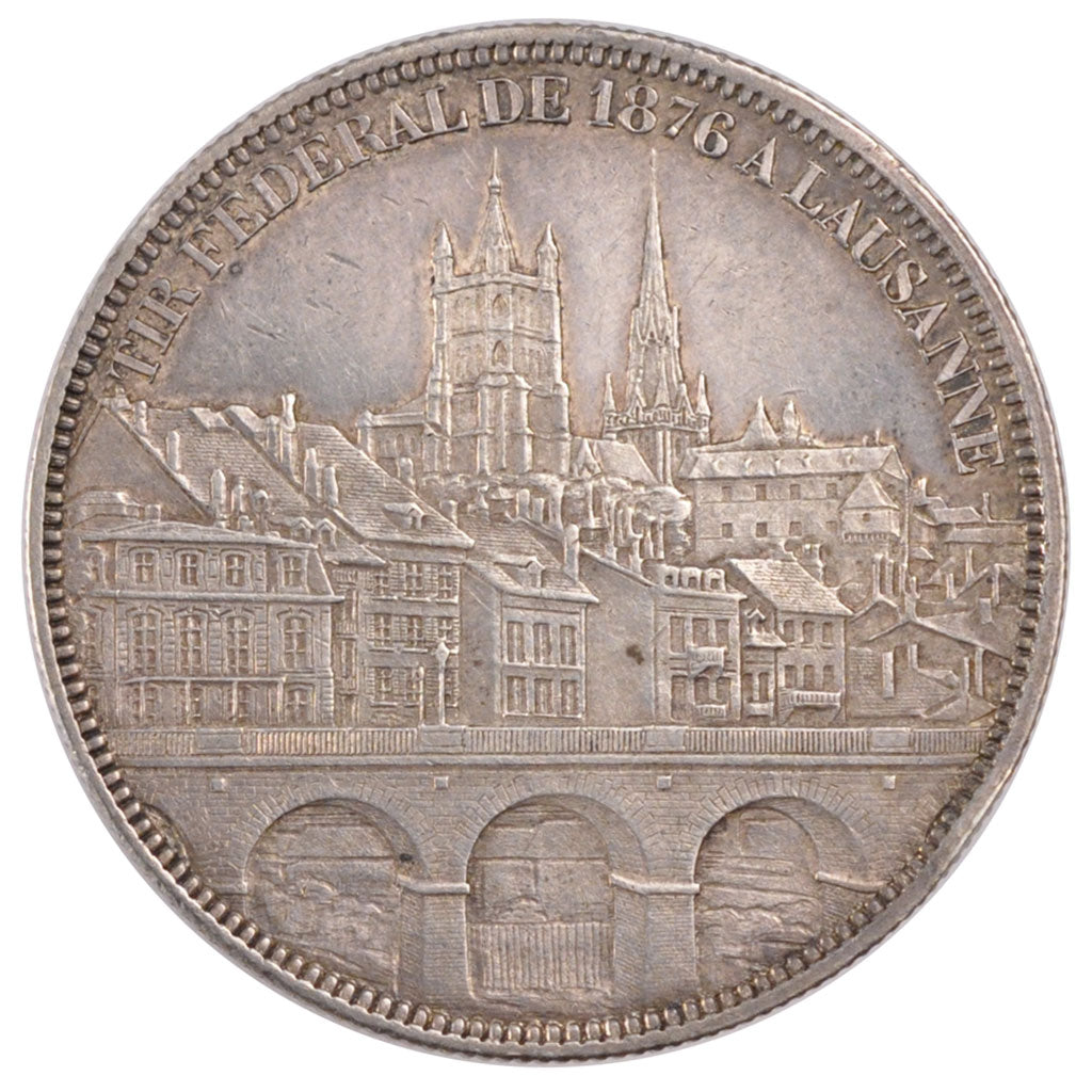 Switzerland, 5 Francs, 1876, KM #XS13, AU(55-58), Silver, 24.94