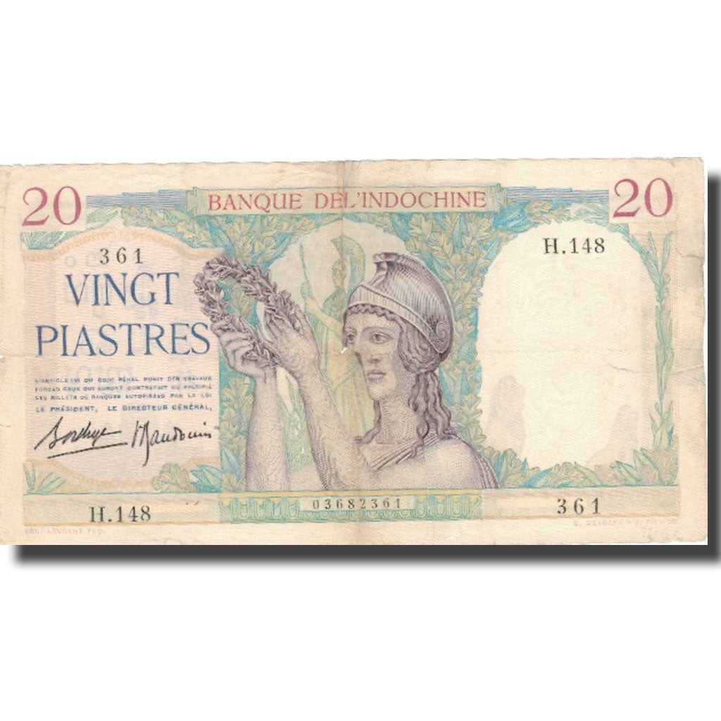 Geldschein, FRENCH INDO-CHINA, 20 Piastres, Undated (1936), KM:56b, SGE+