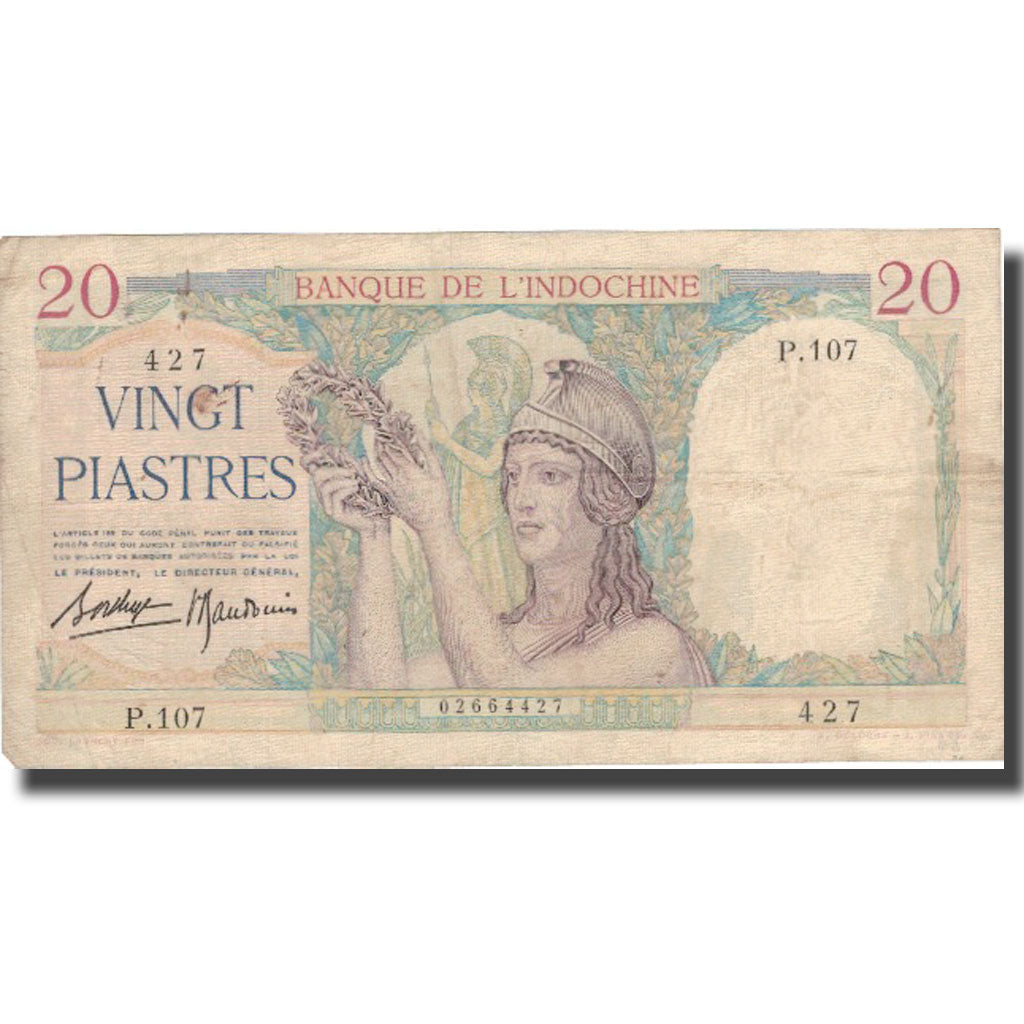 Banknote, FRENCH INDO-CHINA, 20 Piastres, Undated (1936), KM:56b, VF(30-35)