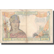 Banconote, INDOCINA FRANCESE, 5 Piastres, Undated (1936), KM:55b, MB+