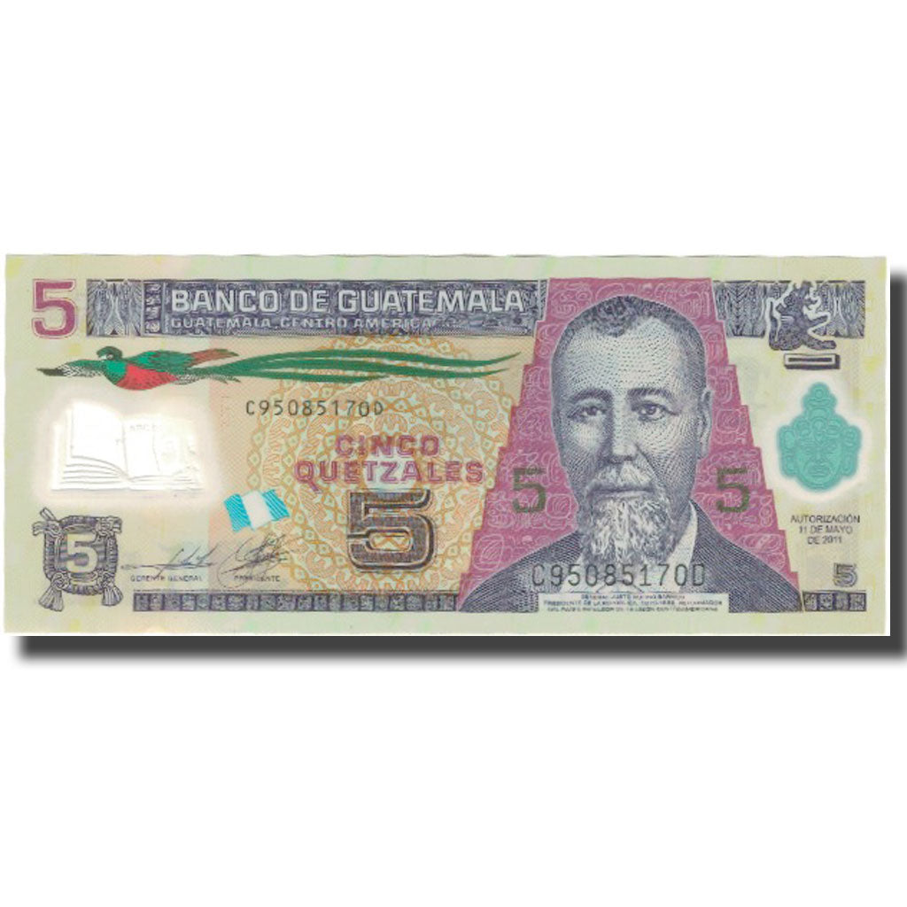 Billete, 5 Quetzales, 2011, Guatemala, 2011-05-11, KM:122b, MBC