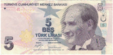 Banconote, Turchia, 5 Lira, Undated (2009), KM:222, BB
