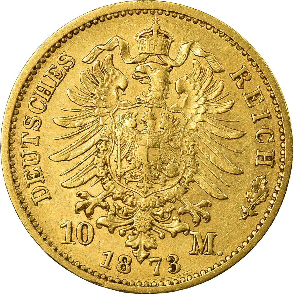 Coin, German States, BADEN, Friedrich I, 10 Mark, 1873, Stuttgart, EF(40-45)