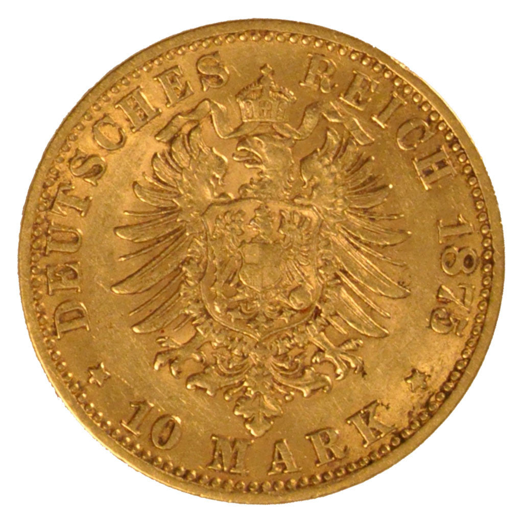 Coin, German States, BADEN, Friedrich I, 10 Mark, 1875, Stuttgart, EF(40-45)