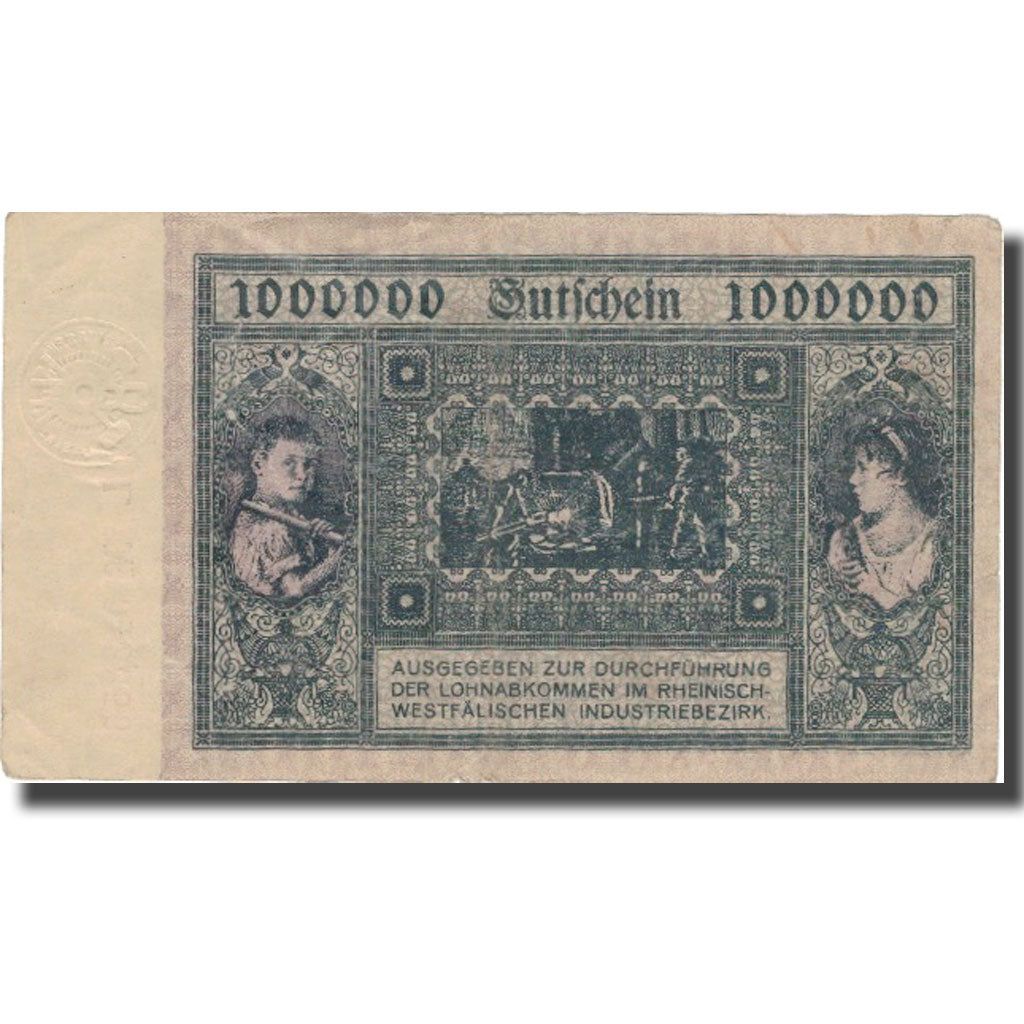 Banknote, Germany, Chamber of Commerce, Hamborn, 1 Million Mark, personnage