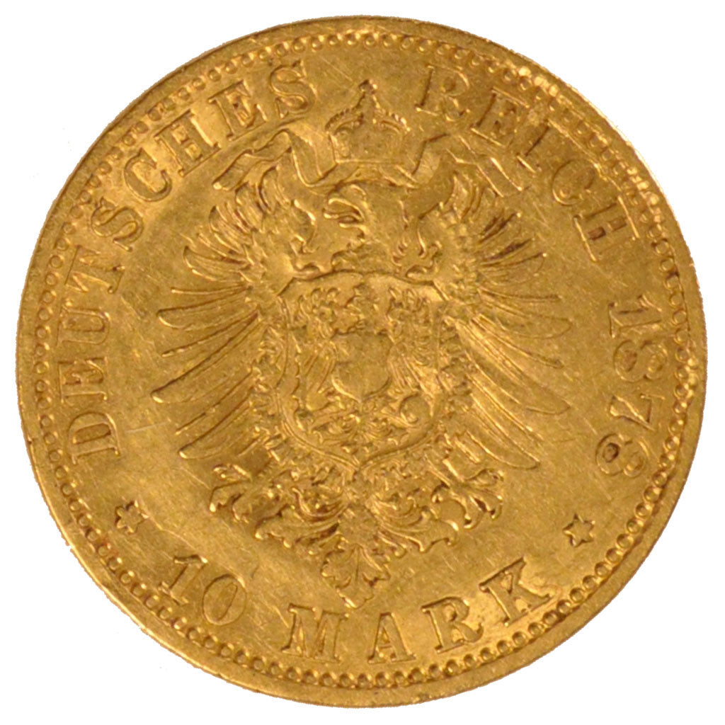 GERMAN STATES, 10 Mark, 1878, Berlin, KM #504, EF(40-45), Gold, 3.93