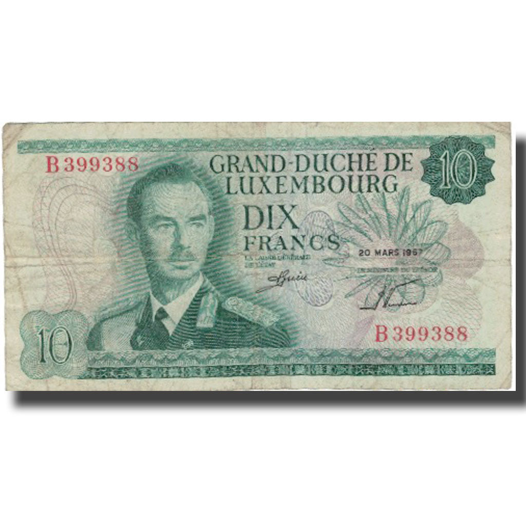 Banknote, Luxembourg, 10 Francs, 1967, 1967-03-20, KM:53a, VF(20-25)