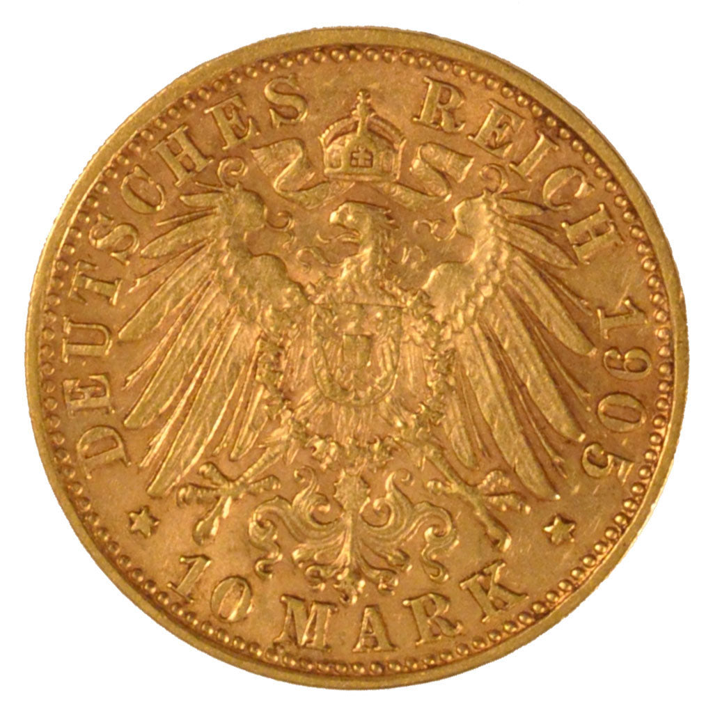 Germany, 10 Mark, 1905, Munich, KM #514, EF(40-45), Gold, 3.98